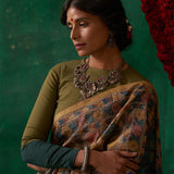 Raagini' Kalamkari Pure Tussar Silk Sari
