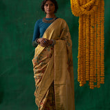 Thumri' Kalamkari with Zari Pure Kanjivaram Silk Sari