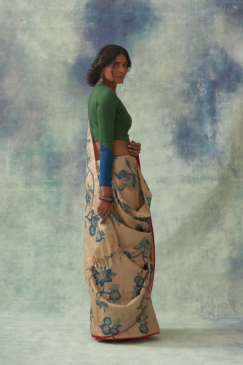 'Mudita' Kalamkari Pure Tussar Silk Sari