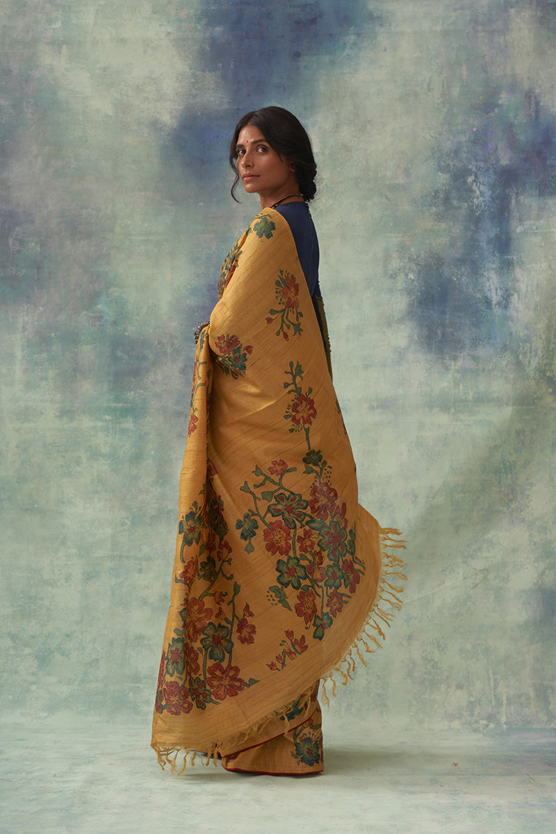 'Raschandrika' Kalamkari Pure Tussar Silk Sari
