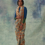 'Pragalbha' Kalamkari with Zari Pure Banarasi Silk Sari