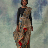 'Padmini' Kalamkari with Zari Pure Tussar Silk Sari