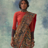 'Chitrani' Kalamkari Pure Tussar Silk Sari