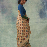 'Pragalbha' Kalamkari with Zari Pure Banarasi Silk Sari