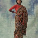 'Chitrani' Kalamkari Pure Tussar Silk Sari