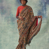 'Chitrani' Kalamkari Pure Tussar Silk Sari