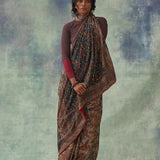 'Chandan' Kalamkari Pure Tussar Silk Sari