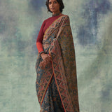 'Kankan' Kalamkari Pure Tussar Silk Sari
