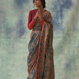 'Kankan' Kalamkari Pure Tussar Silk Sari
