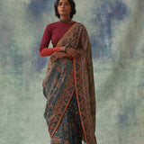 'Kankan' Kalamkari Pure Tussar Silk Sari