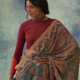 'Kankan' Kalamkari Pure Tussar Silk Sari