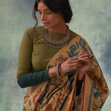 'Moti' Kalamkari with Zari Pure Banarasi Silk Sari
