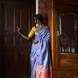 'Pushpavali' Neel Tanchoi Benarasi Handloom Sari