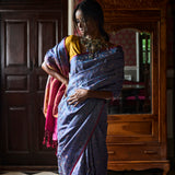 'Pushpavali' Neel Tanchoi Benarasi Handloom Sari