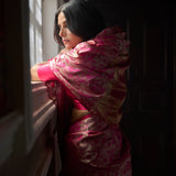 'Natkhat Chiraiya' Gulabi Tanchoi Benarasi Handloom Sari