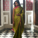 'Nakhreeli' Hariyar Satin Benarasi Handloom Sari