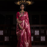 'Jhilmil Sitara' Rani Geometrical Benarasi Handloom Sari
