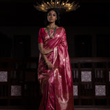 'Jhilmil Sitara' Rani Geometrical Benarasi Handloom Sari