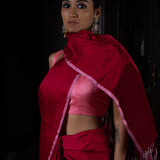 'Nakhreeli' Laal Satin Benarasi Handloom Sari
