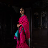 'Natkhat Chiraiya' Rani Tanchoi Benarasi Handloom Sari