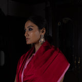 'Nakhreeli' Laal Satin Benarasi Handloom Sari