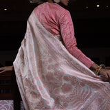 'Jaal Manjari' Shwet Jangla Benarasi Handloom Sari