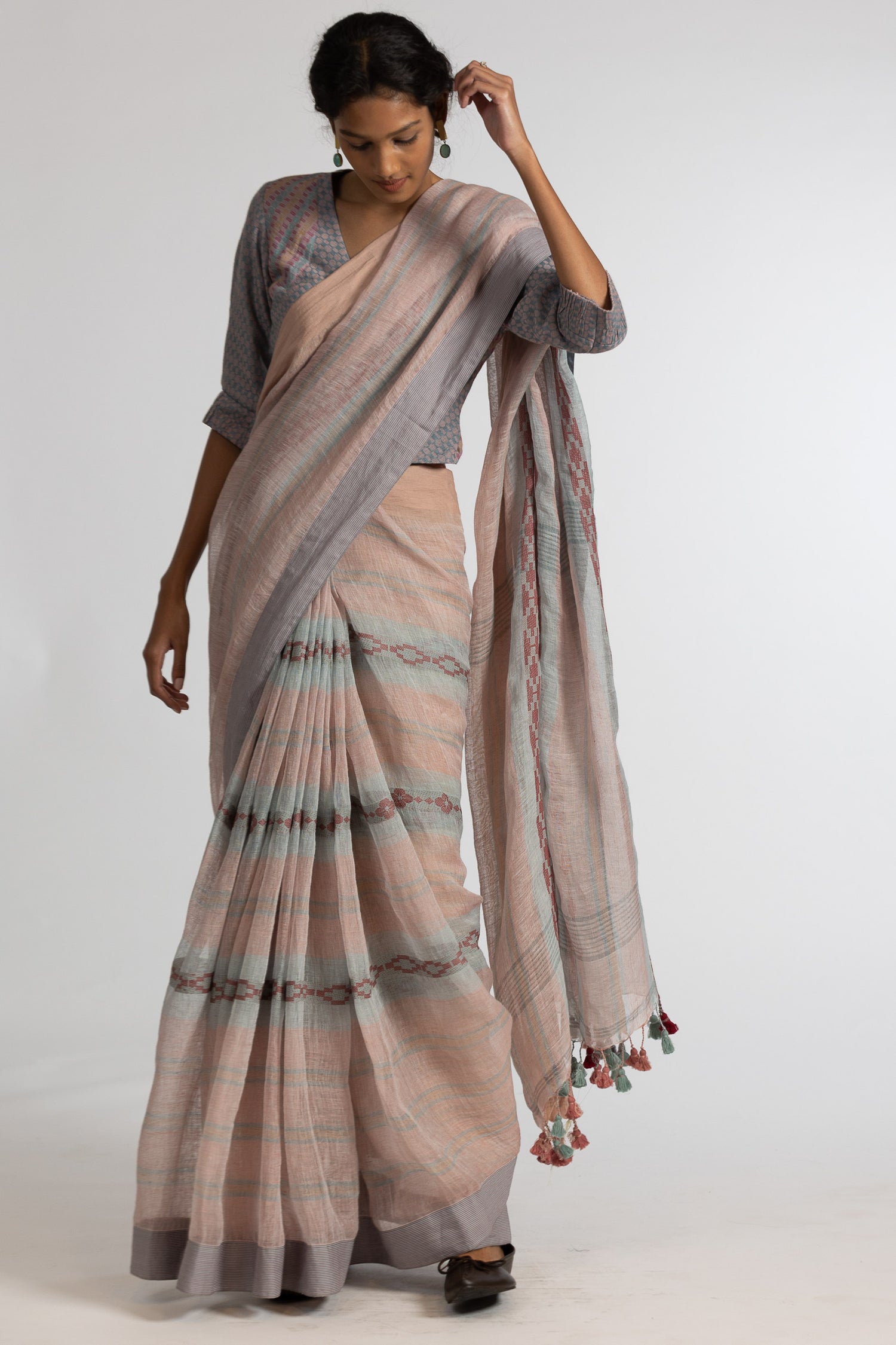 'KAJOL' Linen Handloom Sari