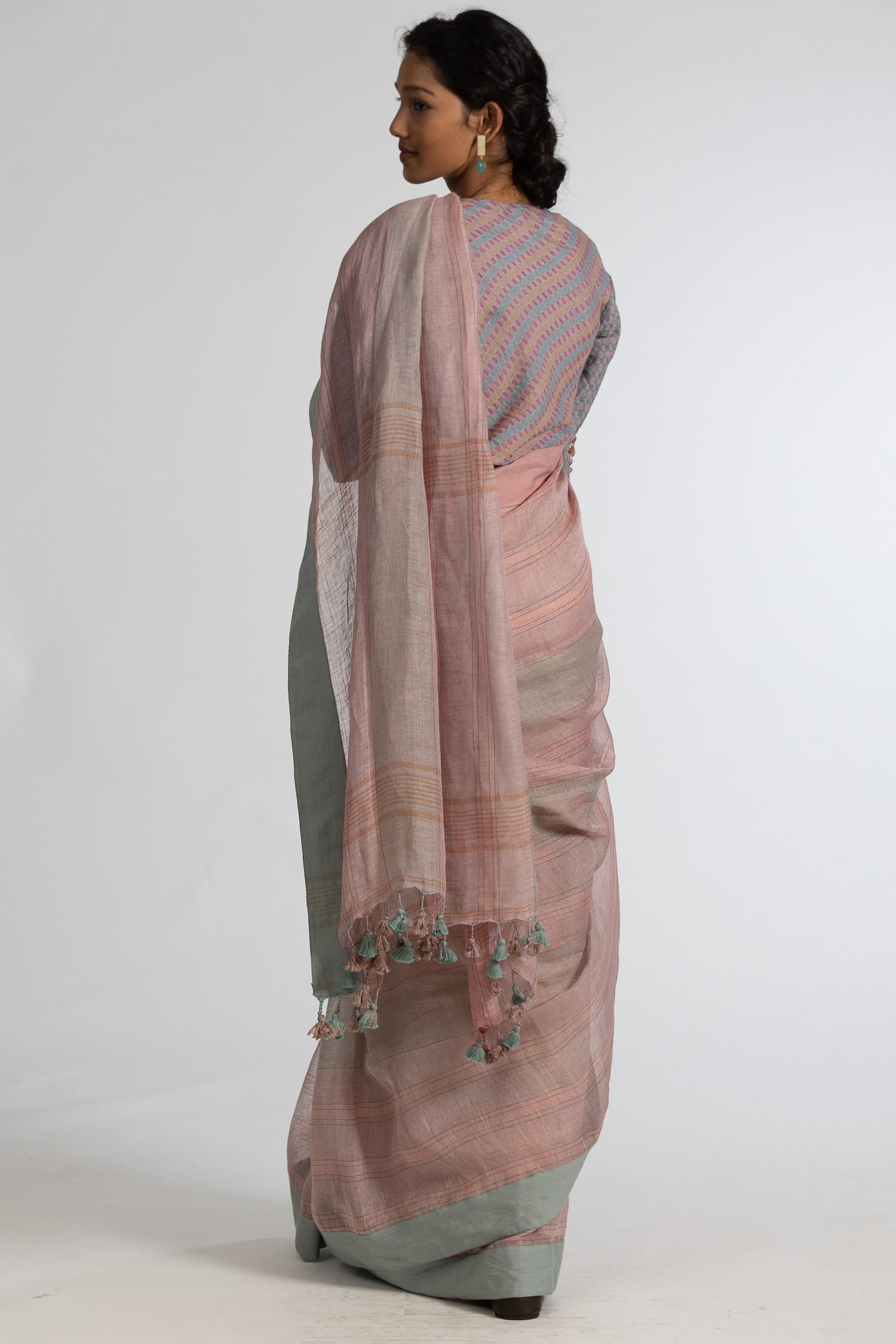 'NEELU' Linen Handloom Sari
