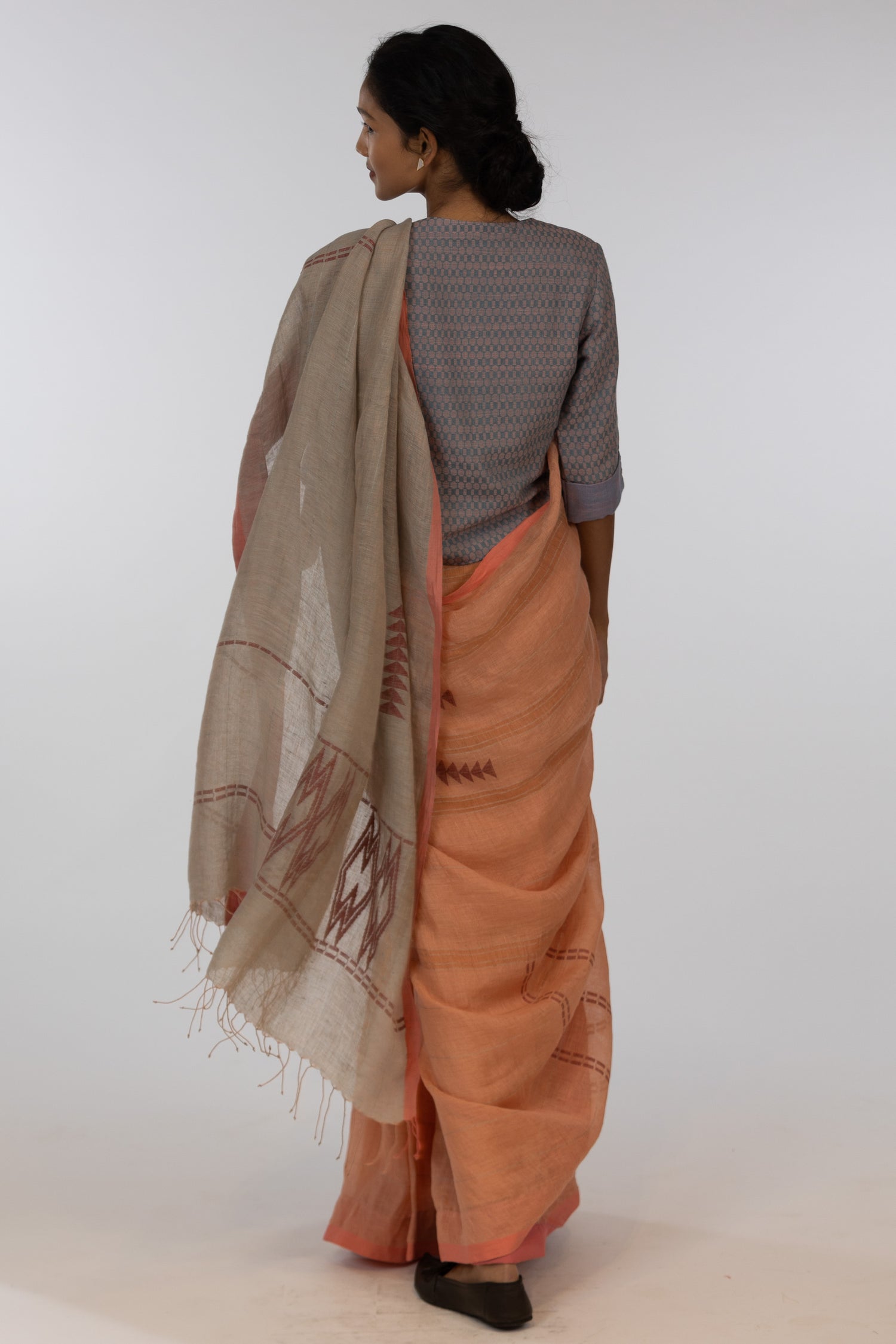 'DEEP' Linen Handloom Sari