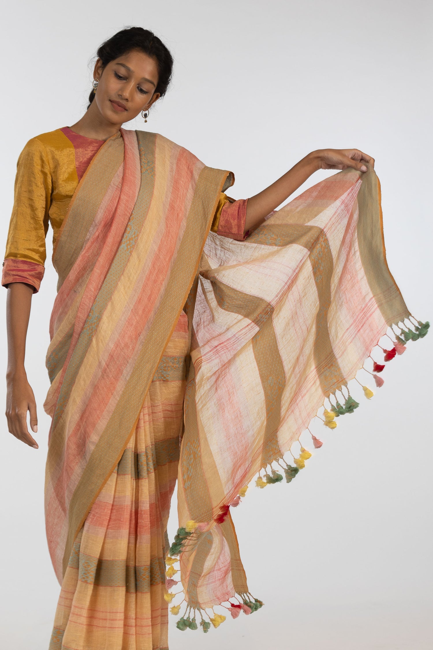 'BHANU' Linen Handloom Sari