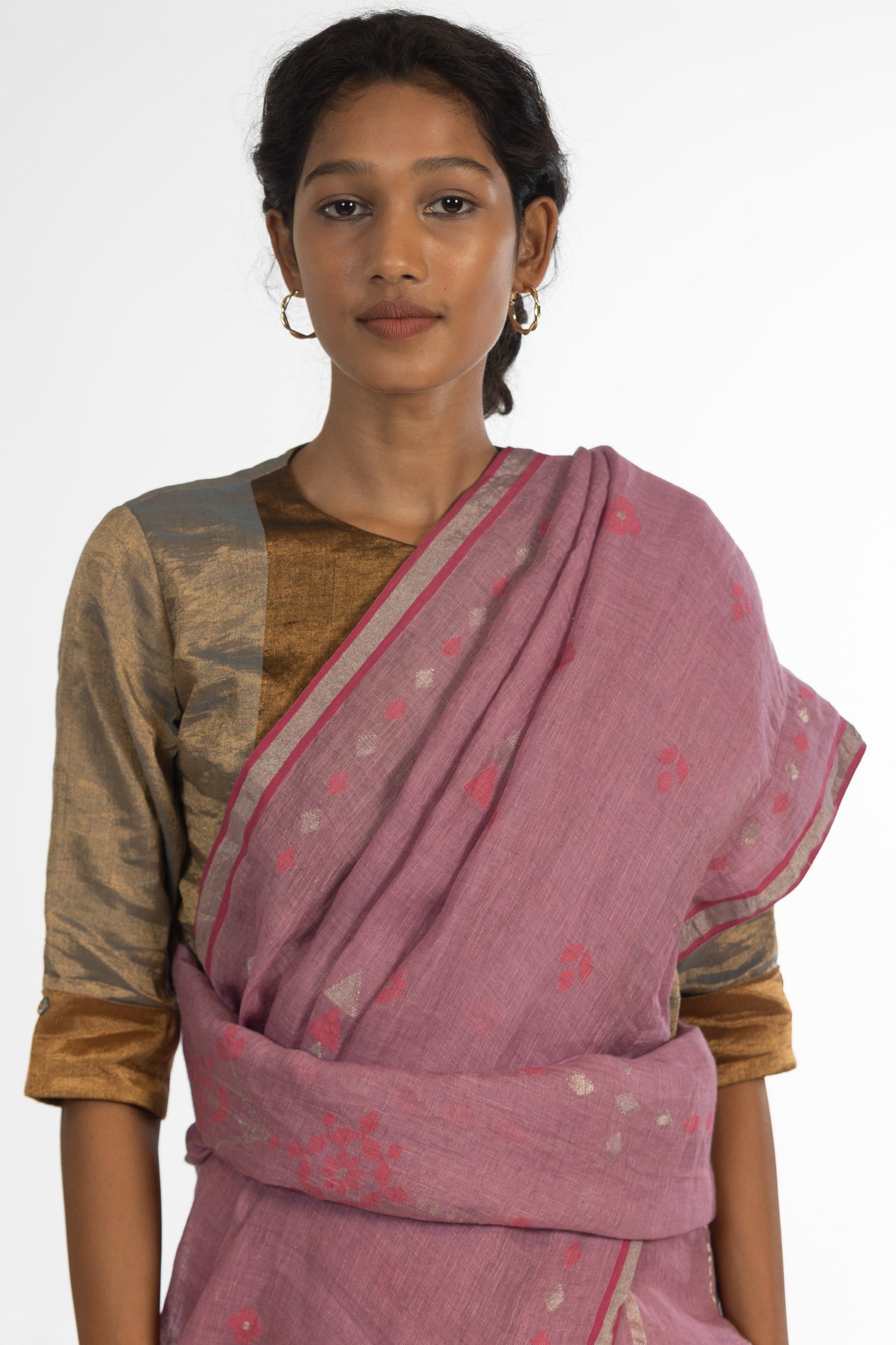 'DEEPA' Jamdani Linen Handloom Sari