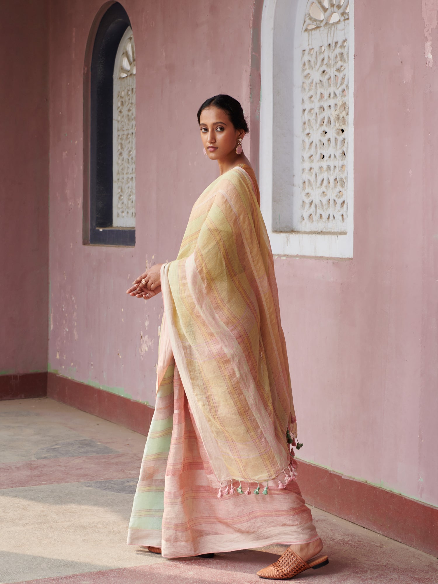 Rani Linen Handloom Sari