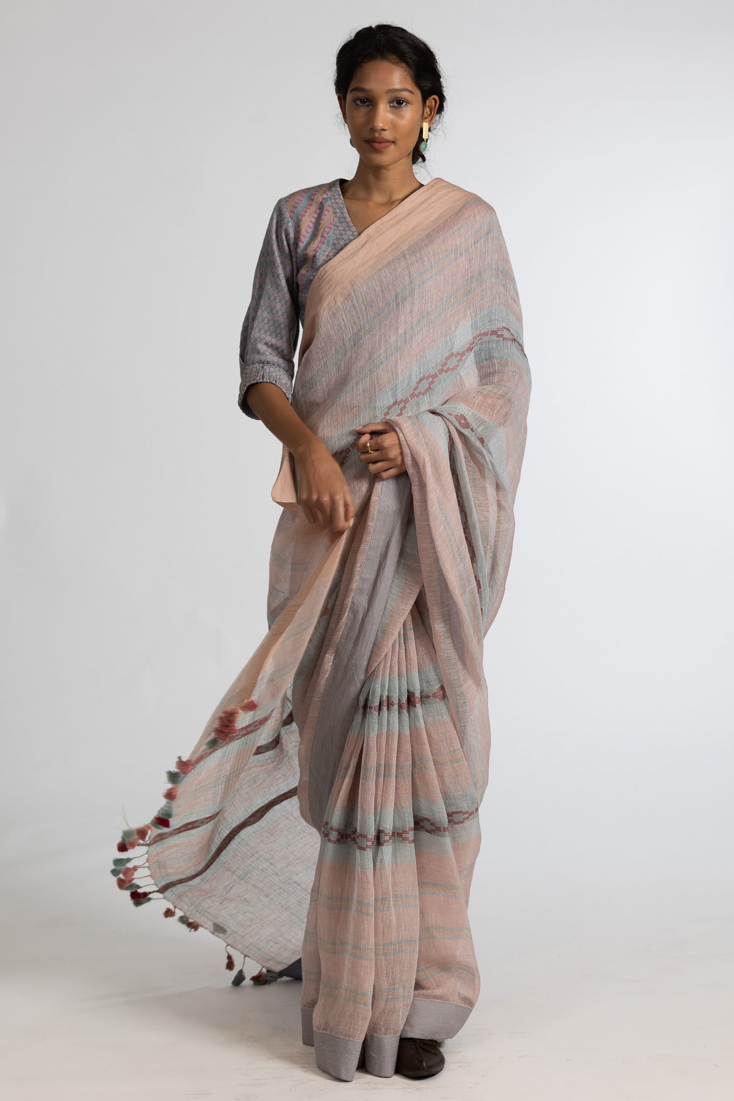'KAJOL' Linen Handloom Sari