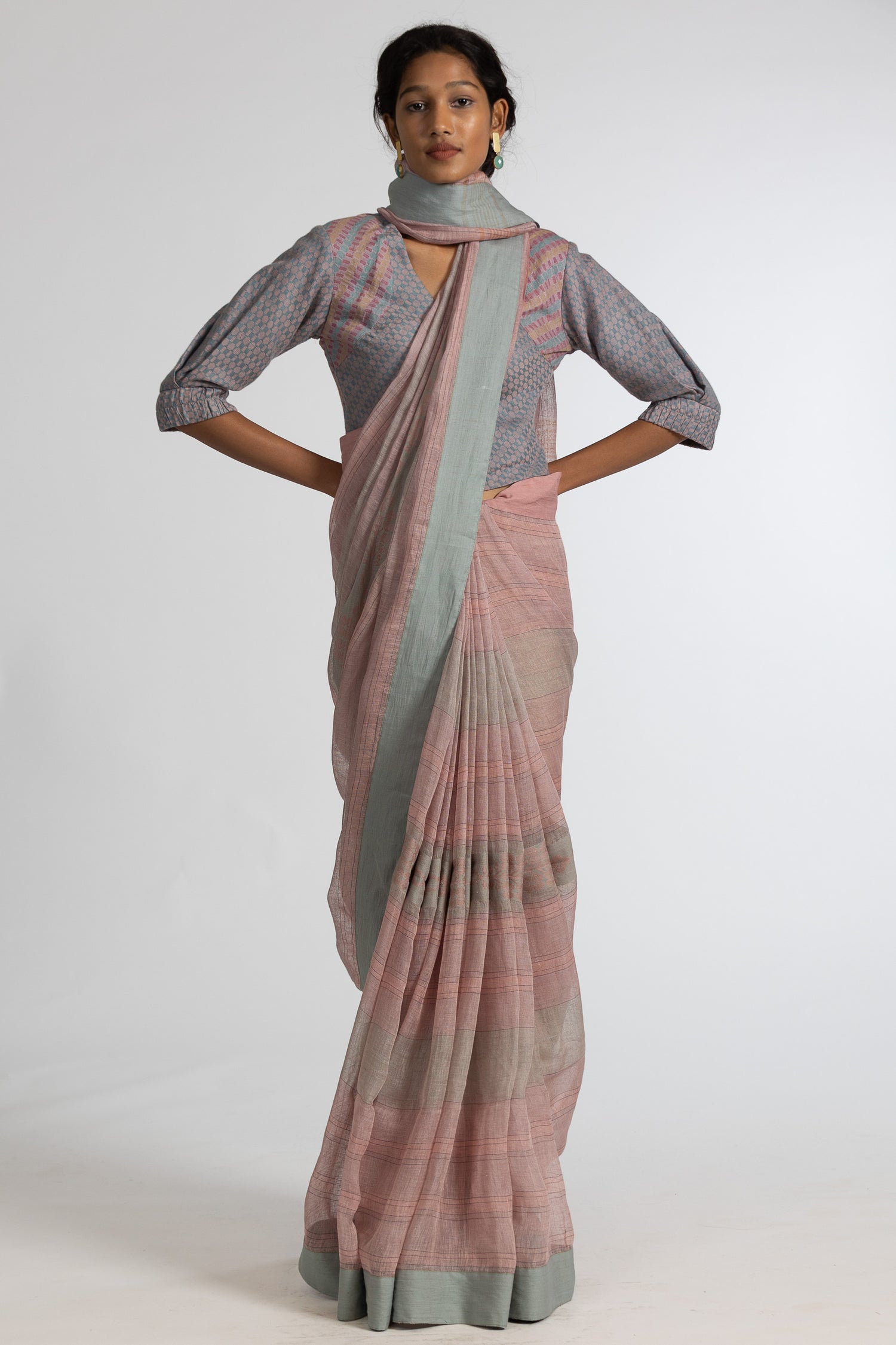 'NEELU' Linen Handloom Sari