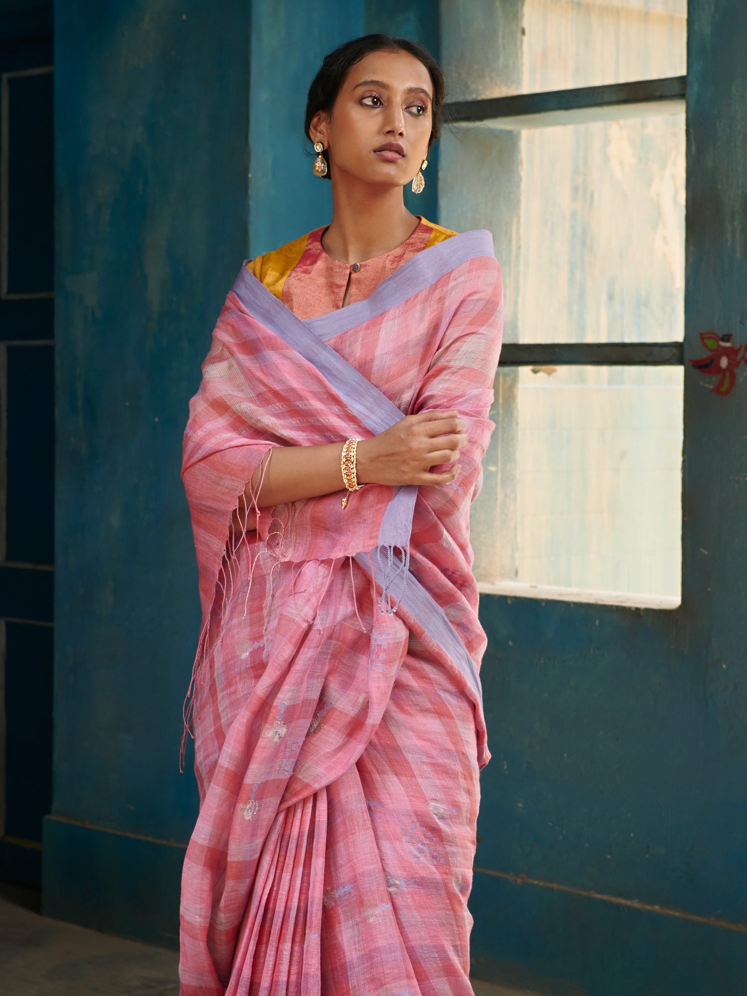 Sudha Jamdani Linen Handloom Sari