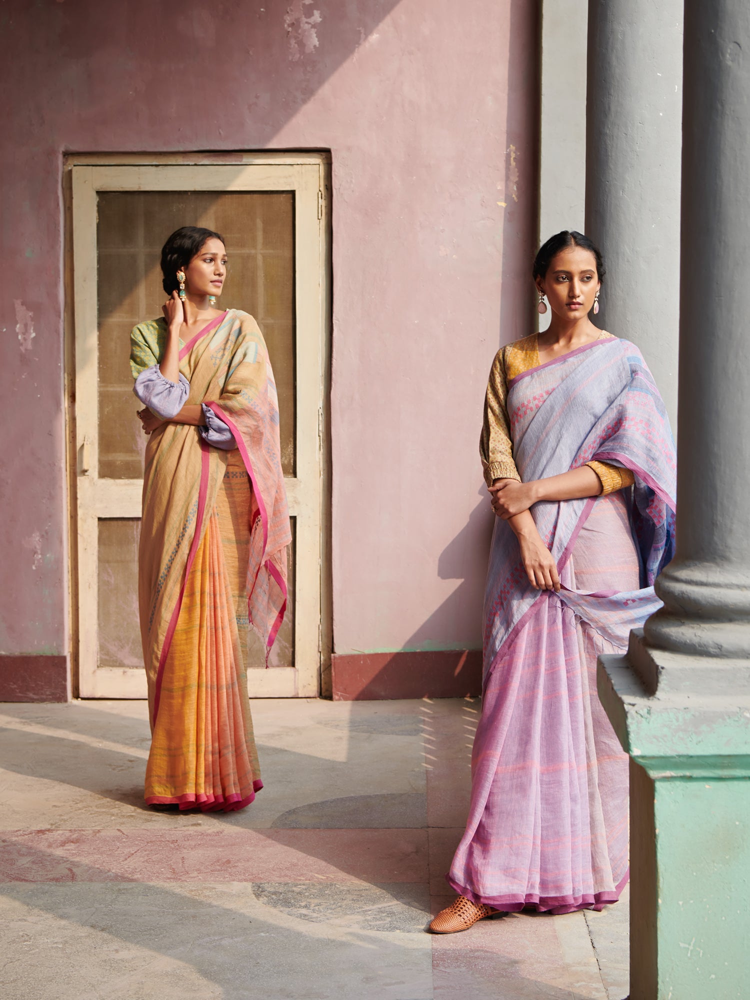 Sakshi Linen Handloom Sari