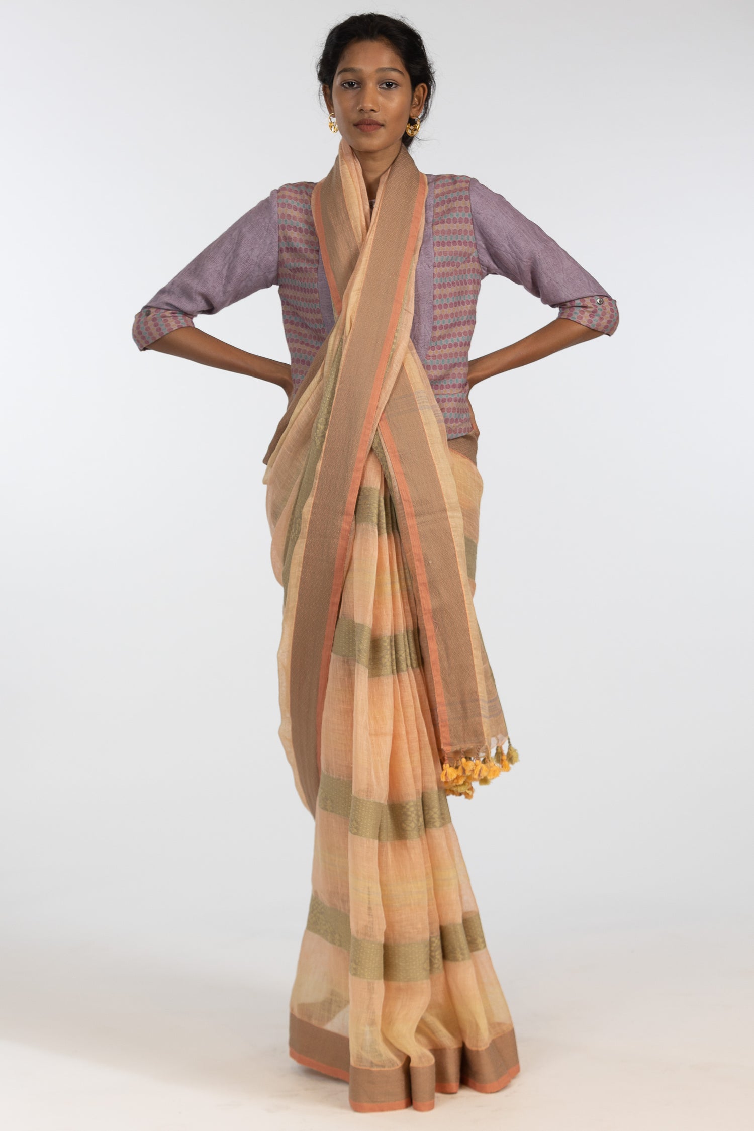 'PRAMILA' Linen Handloom Sari