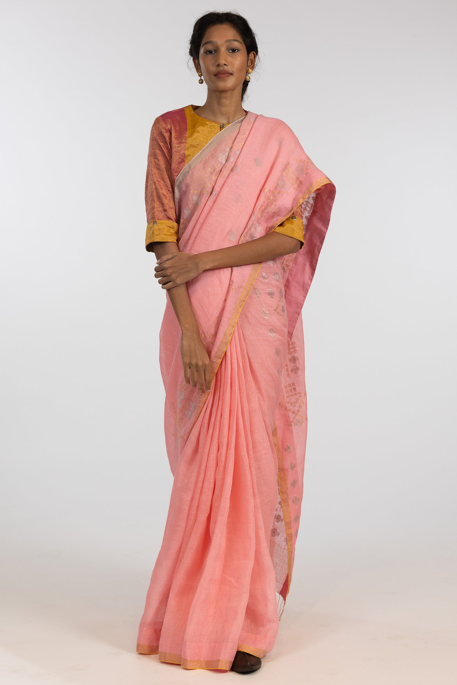 'NIKITA' Jamdani Linen Handloom Sari