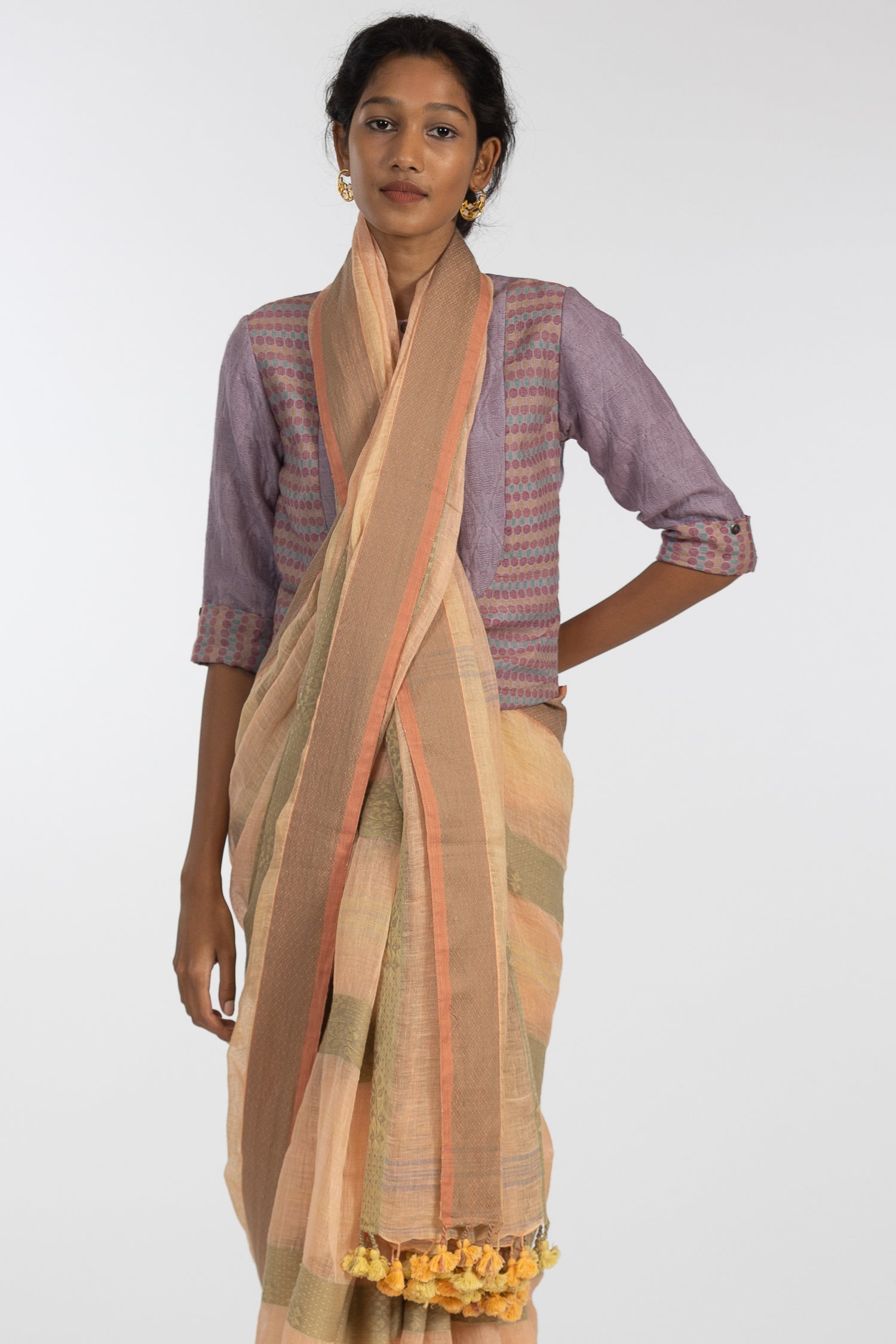 'PRAMILA' Linen Handloom Sari