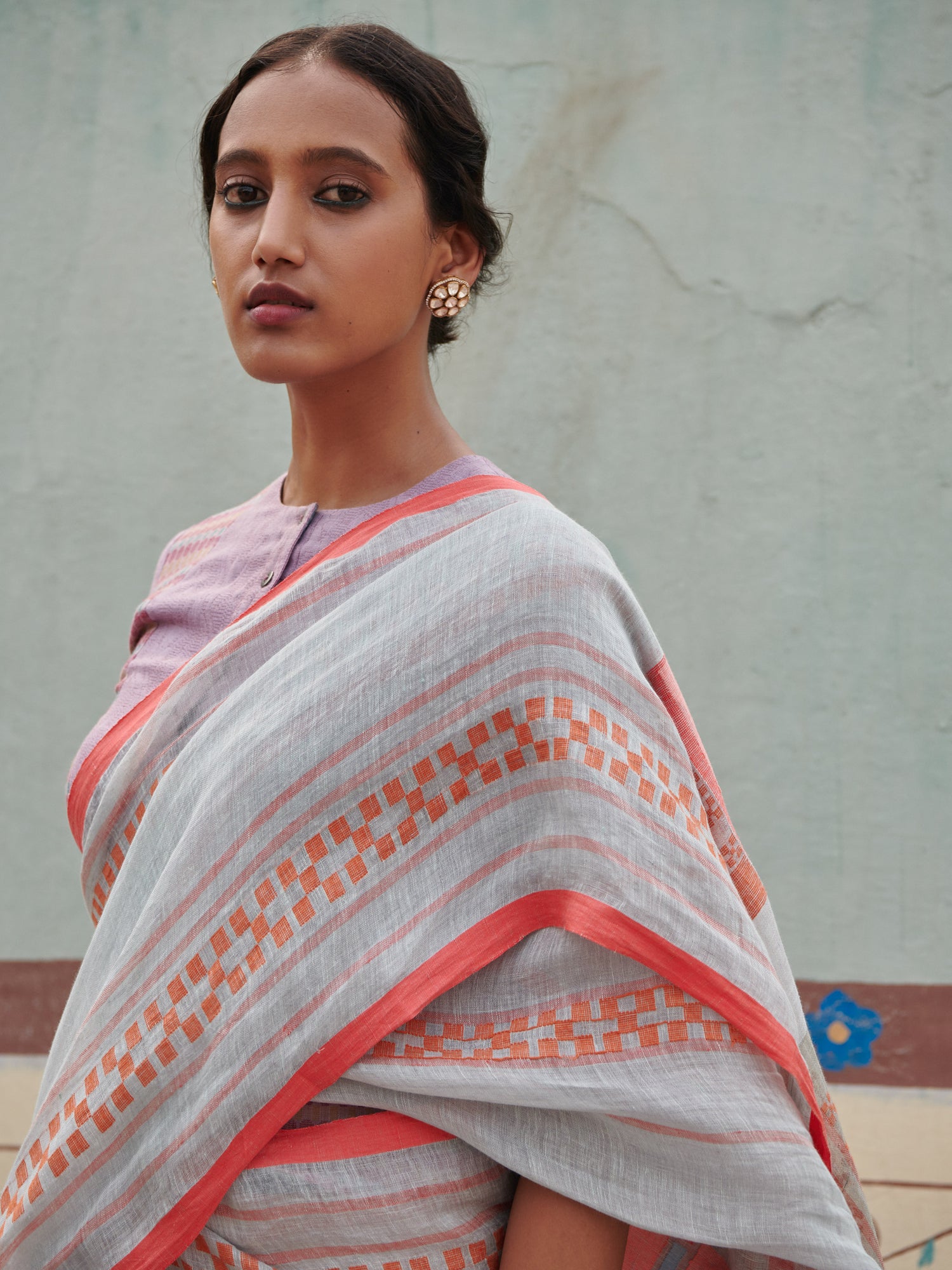 Rajyashree Jamdani Linen Handloom Sari