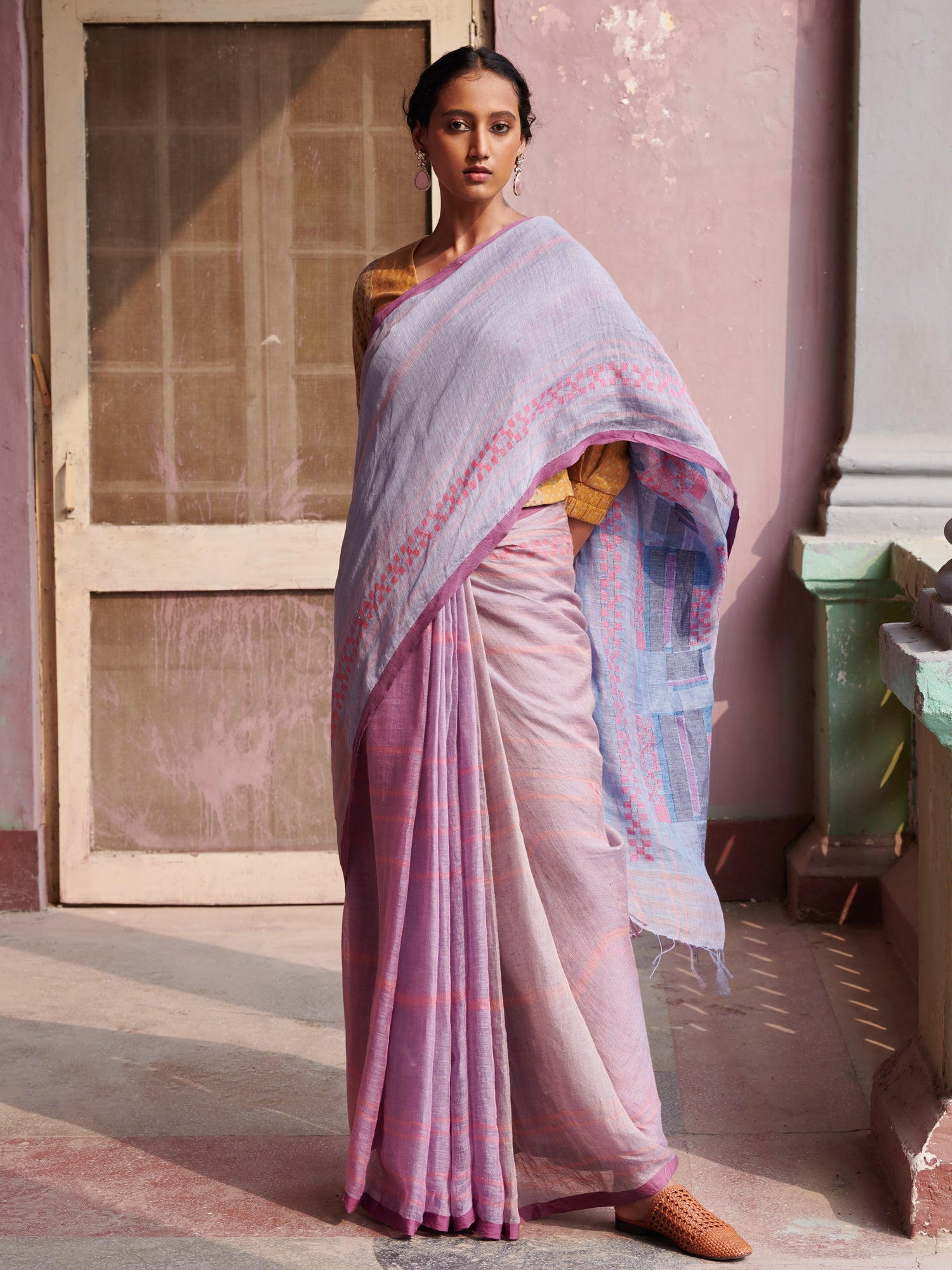 Arti Jamdani Linen Handloom Sari