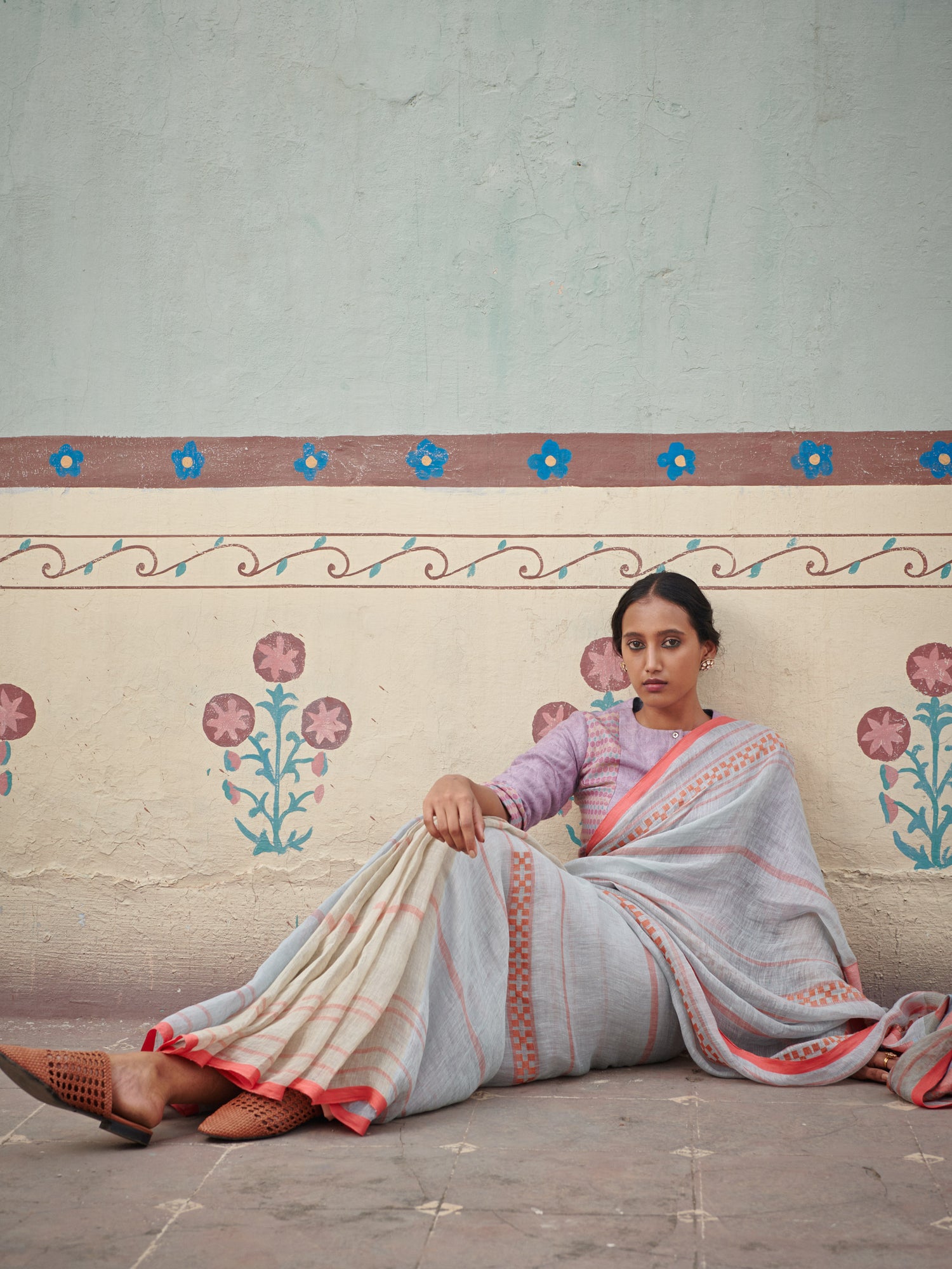 Rajyashree Jamdani Linen Handloom Sari