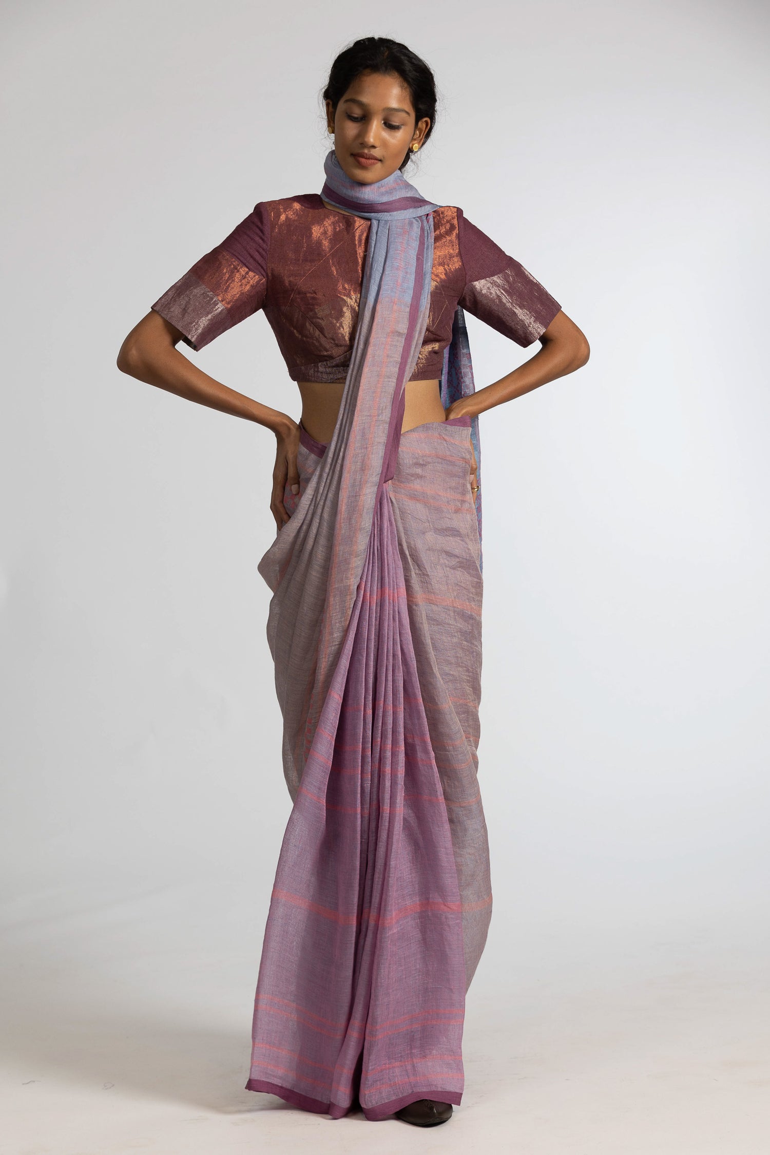 'RAJEE' Jamdani Linen Handloom Sari