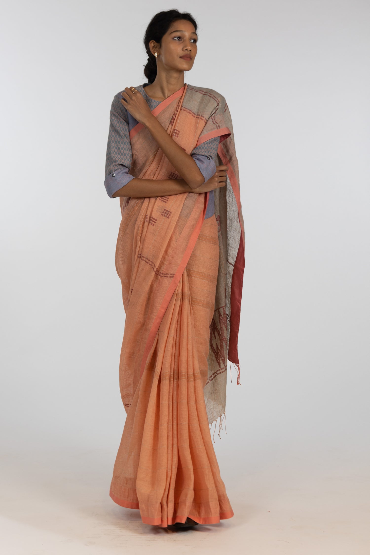 'DEEP' Linen Handloom Sari