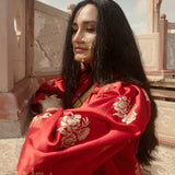 'Surkhab' Laali Kadhua Benarasi Handloom Jacket