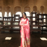 'Mehrab Gulab' Gulabi Kadhua Benarasi Handloom Sari