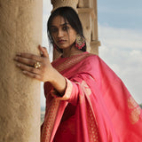'Mehrab Gulab' Gulabi Kadhua Benarasi Handloom Sari