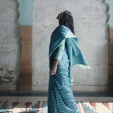 'Firozi Marmari' Aasmani Tanchoi Benarasi Handloom Sari
