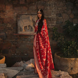 'Indra Ki Pari' Laali Jangla Zari Pure Silk Benarasi Handloom Sari
