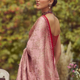 'Florence' Damask Tissue Tanchoi Handloom Sari with all over Embroidery